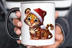 Watercolor Christmas Cute Tiger PNG Clipart Product Image 3