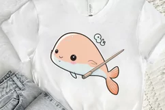 Cute Kawaii Narwhal Sticker PNG Clipart Product Image 2