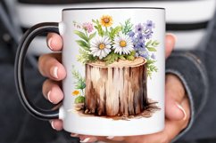 Flower Wooden Stump Watercolor Sublimation PNG Clipart Product Image 2