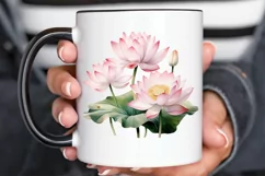 Lotus Flowers Watercolor Sublimation PNG Clipart Product Image 2