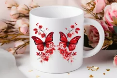 Floral Red Butterfly Couple PNG Clipart Product Image 2