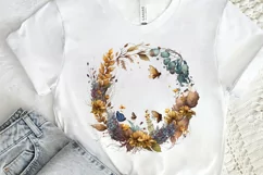 Watercolor Floral Wreath Autumn PNG Clipart Product Image 2