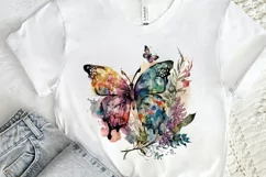 Retro Butterfly Floral clipart png clipart Product Image 2