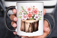Flower Wooden Stump Watercolor Sublimation PNG Clipart Product Image 2