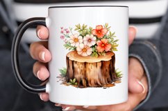 Flower Wooden Stump Watercolor Sublimation PNG Clipart Product Image 2