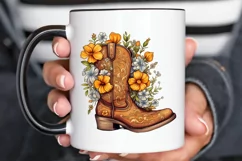 Western Floral Boots Sublimation PNG Clipart Product Image 2