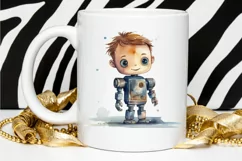 Robot Boy Watercolor Sublimation PNG Clipart Product Image 3