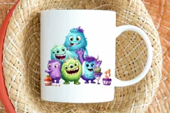 Cute Monsters On Birthday Sublimation PNG Clipart Product Image 2