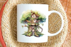 Fairy Tree House Watercolor PNG Clipart Product Image 2