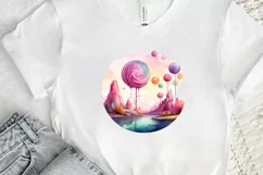 Watercolor Candy Planet Landscape PNG Clipart Product Image 2