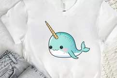 Cute Kawaii Narwhal Sticker PNG Clipart Product Image 2