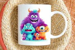 Cute Monster Family Watercolor PNG Clipart Product Image 2