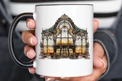 Stained Glass Old Building Sublimation PNG Clipart Product Image 2