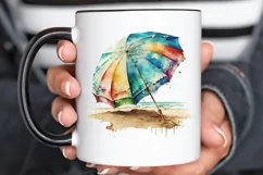 Watercolor Beach Umbrella PNG Clipart Product Image 3