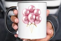 Gold Chrome and Pink Balloons PNG Clipart Product Image 3
