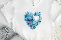 Ocean Heart Watercolor Sublimation PNG Clipart Product Image 2