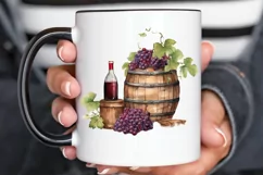 Vintage Grape Wine Bottle and Barrel PNG Clipart Product Image 2