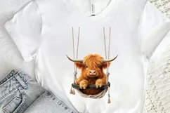 Cute Highland Cow Sublimation PNG Clipart Product Image 2