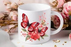 Floral Red Butterfly Couple PNG Clipart Product Image 2