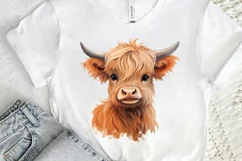 Cute Highland Cow Sublimation PNG Clipart Product Image 2