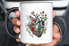 Watercolor Anatomical Floral Heart PNG Clipart Product Image 3