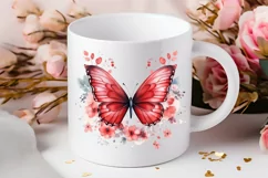 Floral Red Butterfly Couple PNG Clipart Product Image 2