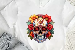 Flower Skull Stained Glass Sublimation PNG Clipart Product Image 2