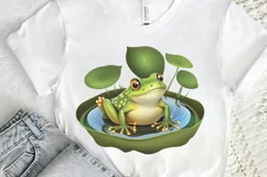 Watercolor Cute Frog on a Lilly pad PNG Clipart Product Image 2