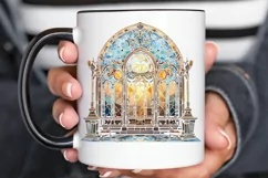 Stained Glass Old Building Sublimation PNG Clipart Product Image 2