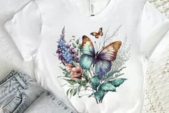 Retro Butterfly Floral clipart png clipart Product Image 2