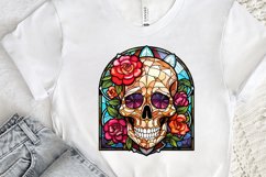 Flower Skull Stained Glass Sublimation PNG Clipart Product Image 2
