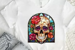 Flower Skull Stained Glass Sublimation PNG Clipart Product Image 2