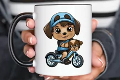 Puppy Riding Bike Sublimation PNG Clipart Product Image 2