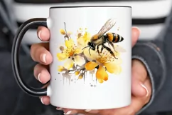 Bee and Flowers Watercolor PNG Clipart Product Image 2