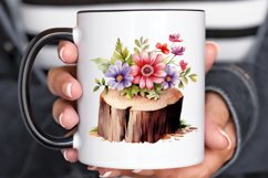Flower Wooden Stump Watercolor Sublimation PNG Clipart Product Image 2