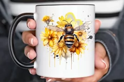 Bee and Flowers Watercolor PNG Clipart Product Image 2
