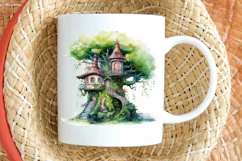 Fairy Tree House Watercolor PNG Clipart Product Image 2