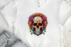 Flower Skull Stained Glass Sublimation PNG Clipart Product Image 2