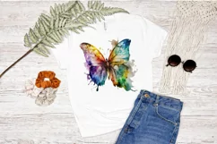 Watercolor Rainbow Butterflie PNG Clipa Product Image 2