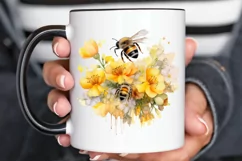 Bee and Flowers Watercolor PNG Clipart Product Image 2