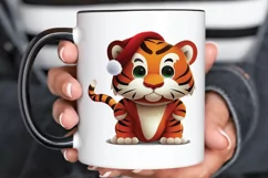 Watercolor Christmas Cute Tiger PNG Clipart Product Image 3