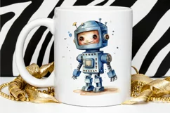 Robot Boy Watercolor Sublimation PNG Clipart Product Image 2