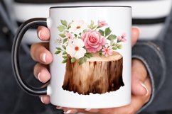 Flower Wooden Stump Watercolor Sublimation PNG Clipart Product Image 2