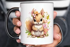 Cute Squirrel with Flowers PNG Clipart Product Image 2