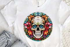 Flower Skull Stained Glass Sublimation PNG Clipart Product Image 2