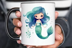Cute Mermaid Watercolor PNG Clipart Product Image 2