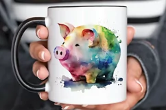 Watercolor Piggy Bank PNG Clipart Product Image 3