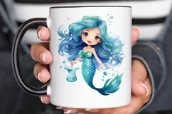 Cute Mermaid Watercolor PNG Clipart Product Image 2