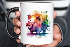 Watercolor Piggy Bank PNG Clipart Product Image 3