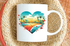 Retro Beach Heart Watercolor PNG Clipart Product Image 2